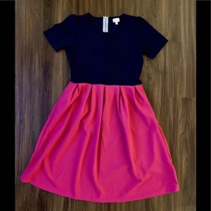 NWOT Lularoe Large Amelia 🦄gorgeous navy w/pink💖